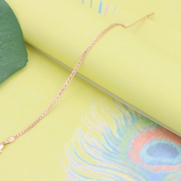 "Minimal Chain Rose Gold Bracelet in High Polish Finish, XPBL1085 - Picture 4 of 13